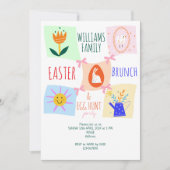 Paaseieren Hunt Wavy Checkerboard Bunny Brunch Bow Kaart (Voorkant)