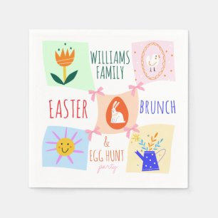Paaseieren Hunt Wavy Checkerboard Bunny Brunch Bow Servet