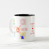 Paaseieren Hunt Wavy Checkerboard Bunny Brunch Bow Tweekleurige Koffiemok (Voorkant links)