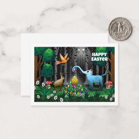 Paaseieren in de Bossen Opmerking Kaart Notitiekaartje (Voorkant / Achterkant in situ)