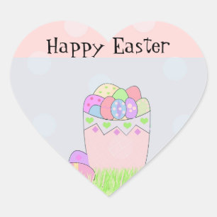 Paaseieren in een mand hart sticker