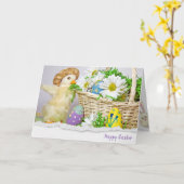 Paaseieren in een mand met eendenvlees kaart (Gele Bloem)