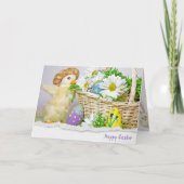 Paaseieren in een mand met eendenvlees kaart (Voorkant)