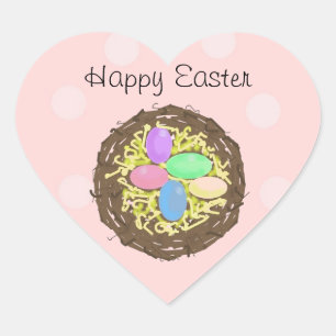 Paaseieren in een nest hart sticker