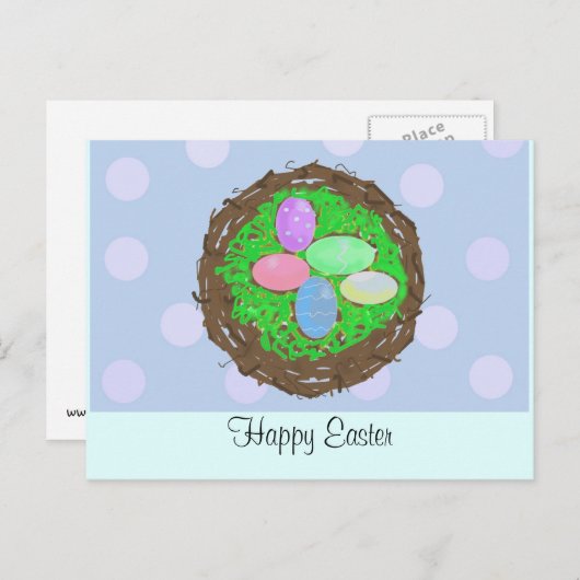 Paaseieren in een Twig Nest Feestdagenkaart (Voorkant / Achterkant)