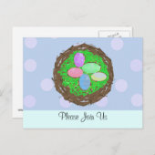 Paaseieren in een Twig Nest-uitnodiging Uitnodiging Briefkaart (Voorkant / Achterkant)