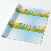 paaseieren in gras- en verpakkingspapier cadeaupapier (Uitgerold)