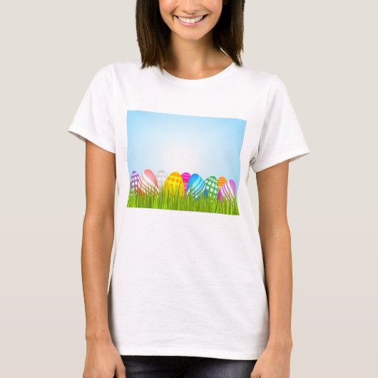 Paaseieren in grasvrouwen T-shirt (Voorkant)