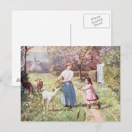 Paaseieren in het land, 1908 feestdagenkaart (Voorkant / Achterkant)