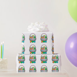 Paaseieren in mandje cadeaupapier
