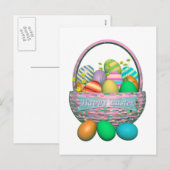 Paaseieren in mandje feestdagenkaart (Voorkant / Achterkant)