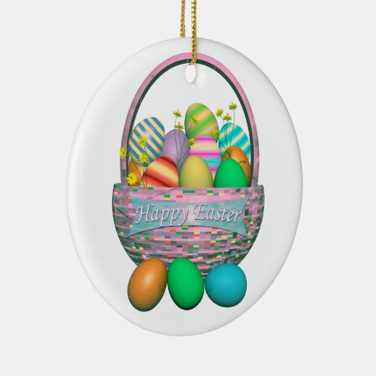 Paaseieren in mandje keramisch ornament (Rechts)