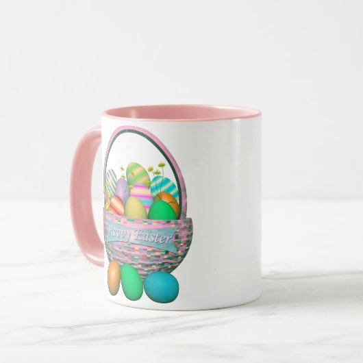Paaseieren in mandje mok (Voorkant links)