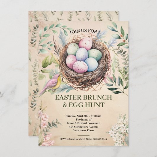 Paaseieren in Nest Vakantie Party Kaart (Voorkant / Achterkant)