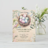 Paaseieren in Nest Vakantie Party Kaart (Staand voorkant)