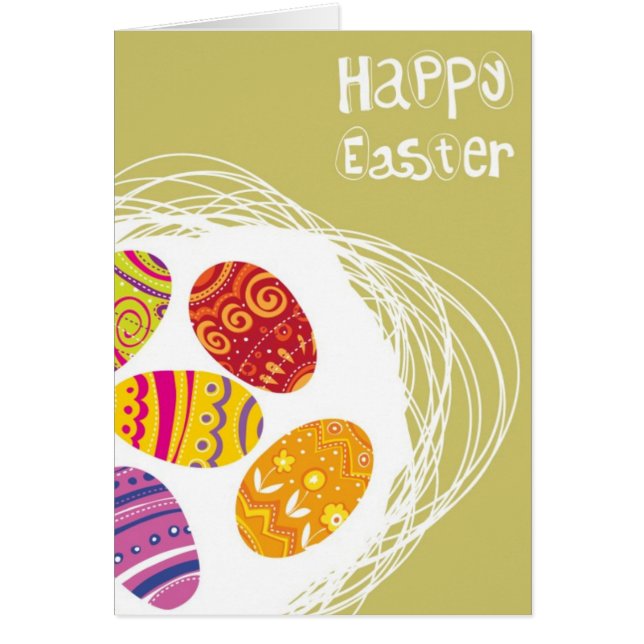 Paaseieren in nesten op groene achtergrond (Voorkant)