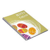 Paaseieren in nesten op groene achtergrond notitieboek (Rechterzijde)