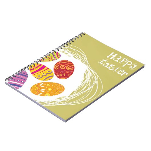 Paaseieren in nesten op groene achtergrond notitieboek (Linkerzijde)