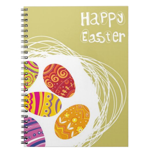 Paaseieren in nesten op groene achtergrond notitieboek (Voorkant)
