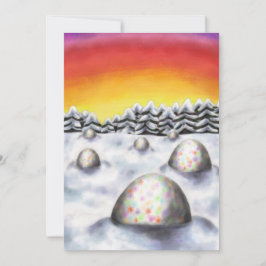 paaseieren in winterlandschap nabij bos feestdagenkaart