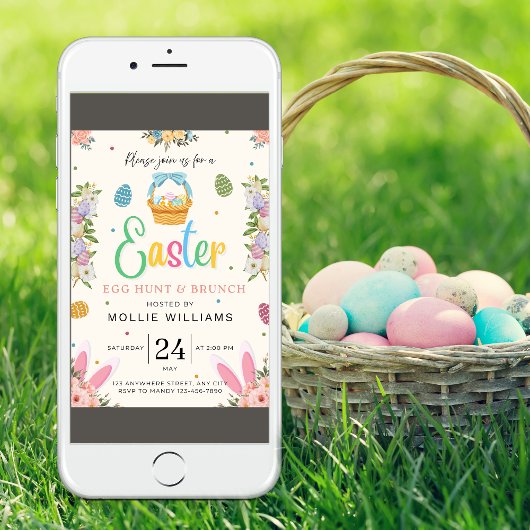 Paaseieren jacht en brunch mobiele uitnodiging