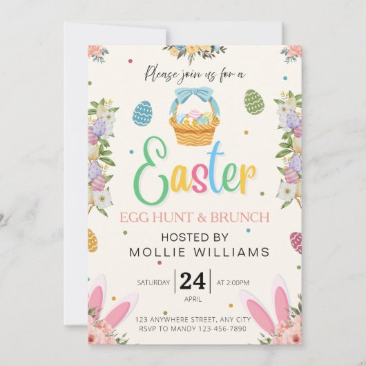 Paaseieren jacht en brunch mobiele uitnodiging (Voorkant)