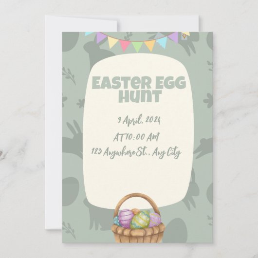 Paaseieren jagen grappige paashaas uitnodiging (Voorkant)