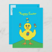 Paaseieren jongleren kuikentje Briefkaart (Voorkant / Achterkant)