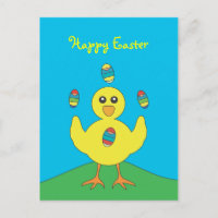 Paaseieren jongleren kuikentje Briefkaart