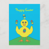 Paaseieren jongleren kuikentje Briefkaart (Voorkant)