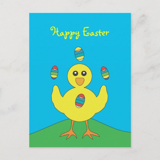 Paaseieren jongleren kuikentje Briefkaart (Voorkant)