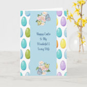 Paaseieren Kaart in blauw voor vrouw (Gele Bloem)