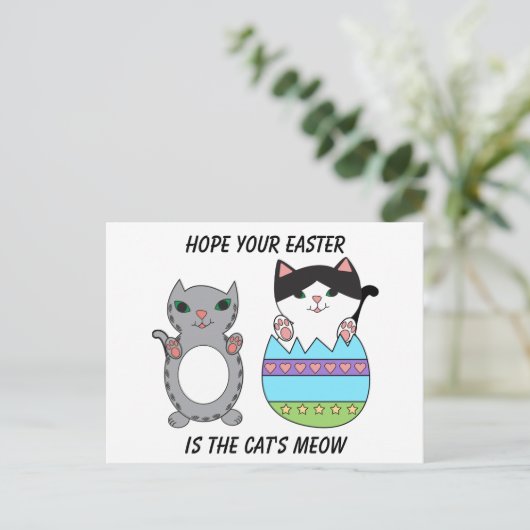 Paaseieren katten die kleurrijk zijn, personaliser feestdagenkaart (Staand voorkant)