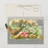 paaseieren, kippen en kippen briefkaart (Voorkant / Achterkant)