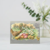 paaseieren, kippen en kippen briefkaart (Staand voorkant)