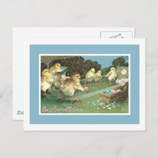 Paaseieren — kippen voor het uitwerpen van kippen feestdagenkaart (Voorkant / Achterkant)