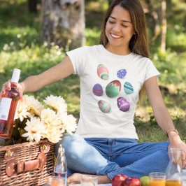 Paaseieren kleurrijk gedecormeerd paaseiertje t-shirt
