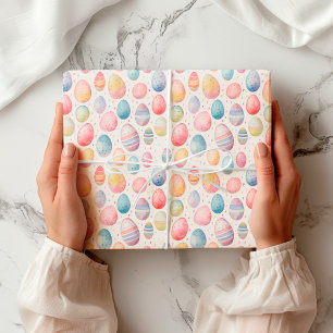Paaseieren Kleurrijk Waterverf Patroon Cadeaupapier