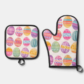 Paaseieren Kleurrijke Patroon  Ovenwant & Pannenlap Set (Voorkant)