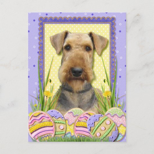 Paaseieren koekjes - Airedale Feestdagenkaart (Voorkant)
