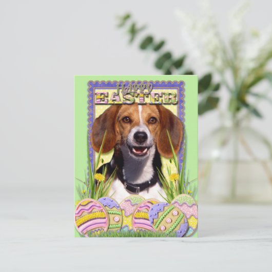 Paaseieren koekjes - Beagle Feestdagenkaart (Staand voorkant)