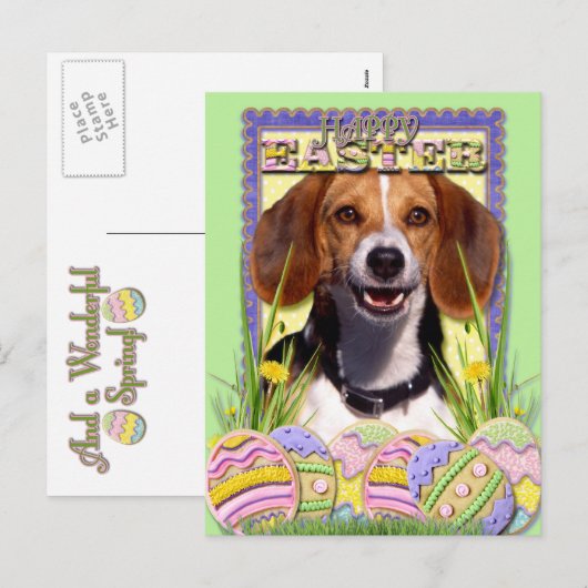 Paaseieren koekjes - Beagle Feestdagenkaart (Voorkant / Achterkant)