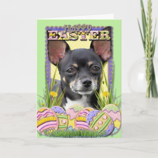 Paaseieren koekjes - Chihuahua Feestdagen Kaart (Voorkant)