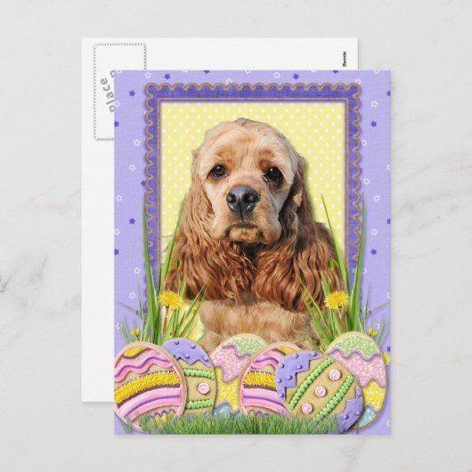 Paaseieren koekjes - Cocker Spaniel Feestdagenkaart (Voorkant / Achterkant)