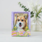 Paaseieren koekjes - Corgi Feestdagenkaart (Staand voorkant)