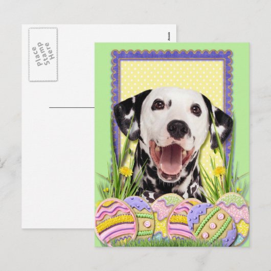 Paaseieren koekjes - Dalmatisch Feestdagenkaart (Voorkant / Achterkant)