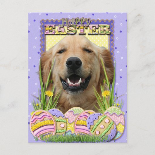 Paaseieren koekjes - Golden Retriever Feestdagenkaart (Voorkant)
