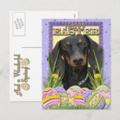 Paaseieren koekjes - Teckel Feestdagenkaart (Voorkant / Achterkant)