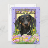 Paaseieren koekjes - Teckel Feestdagenkaart (Voorkant / Achterkant)