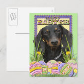 Paaseieren koekjes - Teckel Feestdagenkaart (Voorkant / Achterkant)